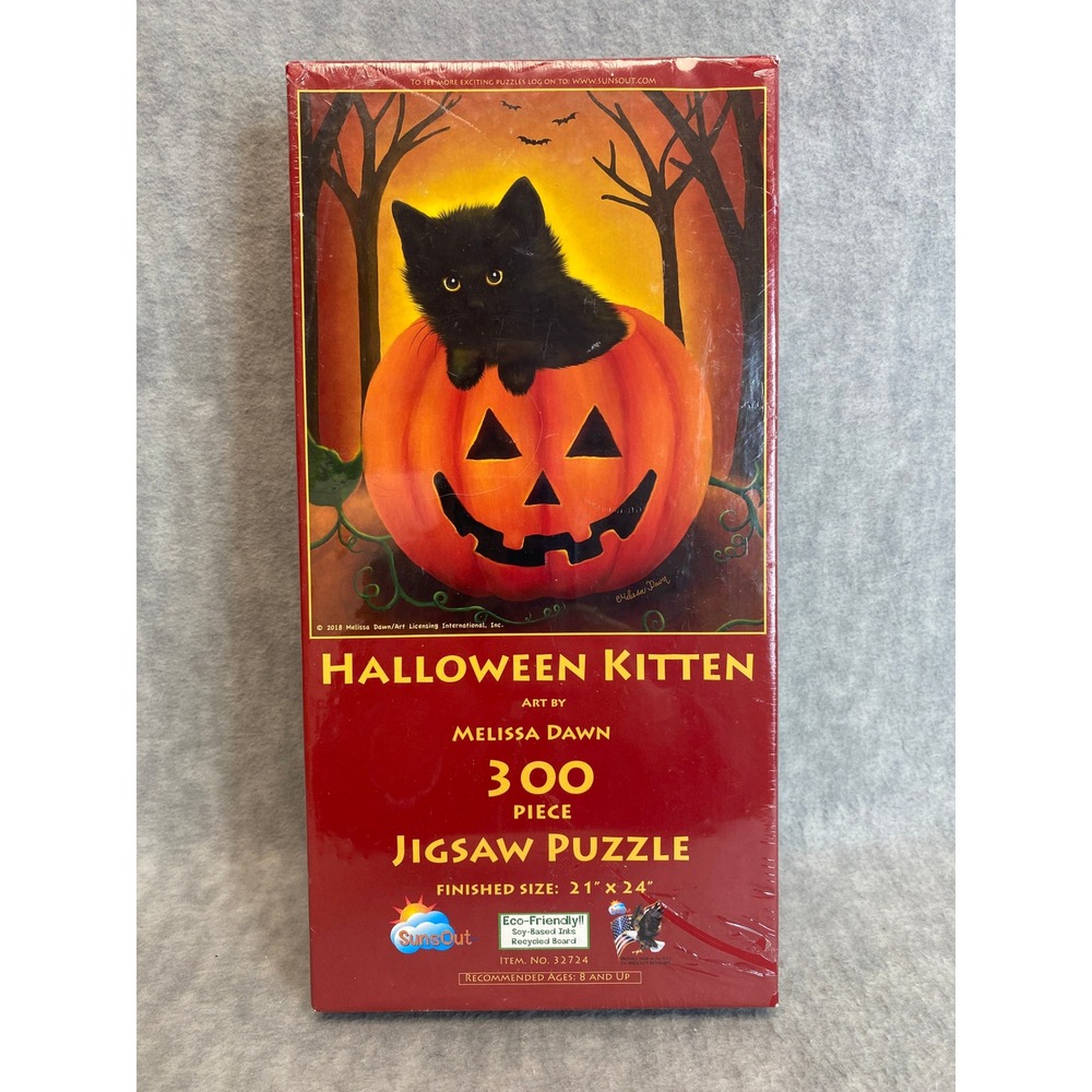 Halloween Kitten 300 Piece Jigsaw Puzzle Art by‎ Melissa Dawn 21x24
